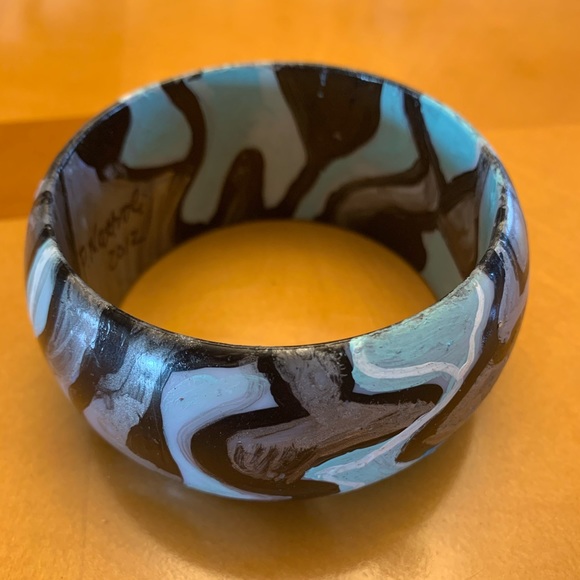 One of a kind, hand painted chunky bracelet. - Picture 1 of 9